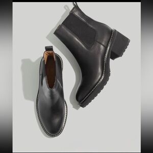 Madewell Carina Platform Black Leather Chelsea Boots
